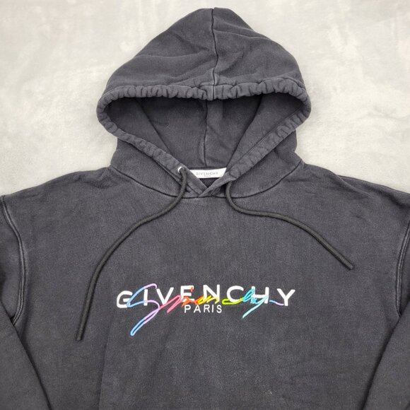 Givenchy Hoodie Mens Small Sweatshirt Sweater Pullover Embroidered Paris Rainbow - Picture 2 of 10